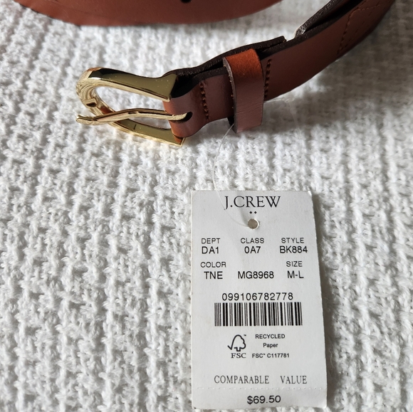 NWT J. Crew Leather Waist Belt Cognac Color Size M/L - Picture 11 of 12